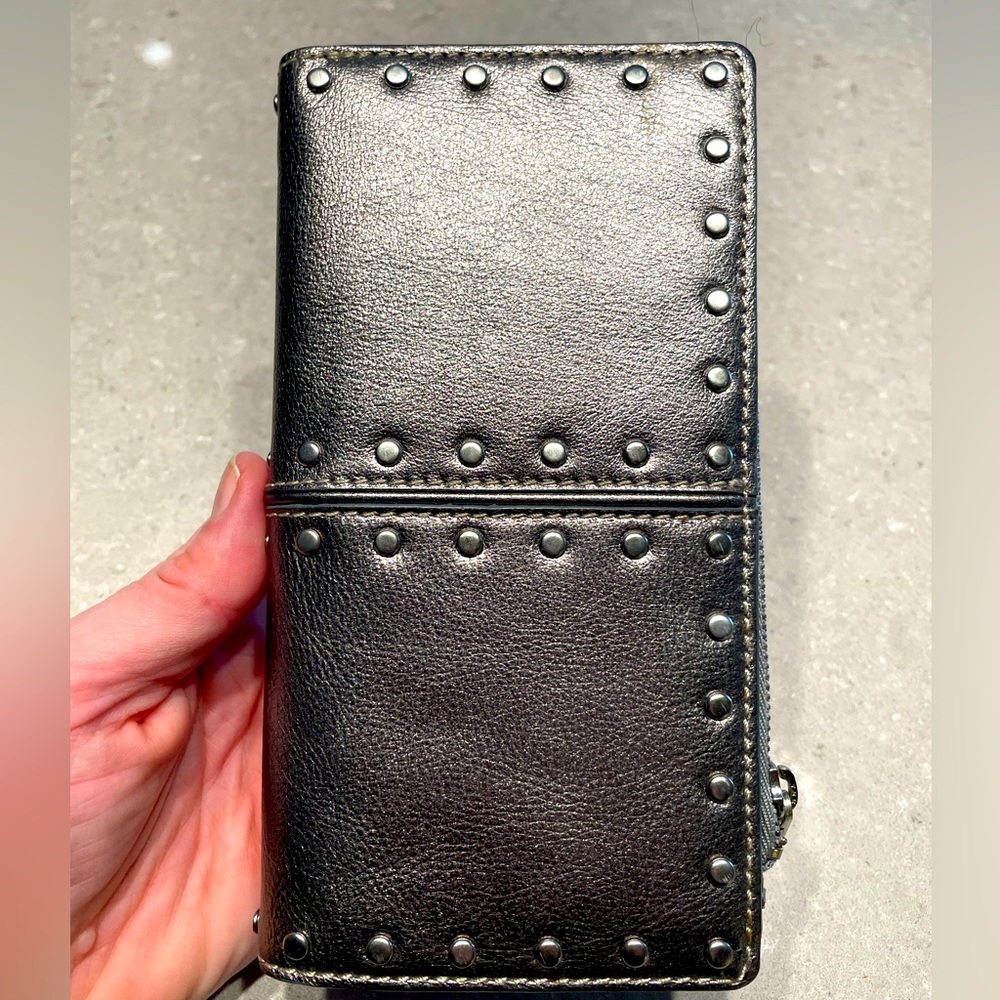 NWOT Michael Kors chrome and stud wallet